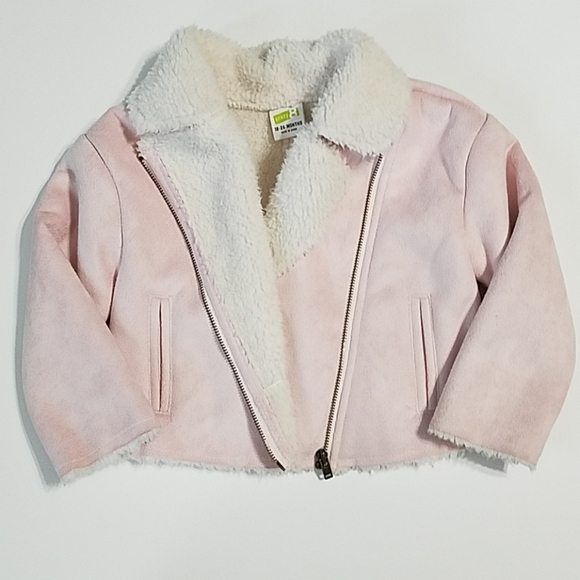 Crazy 8 Other - Pink suede with sherpa lined cross zip-up jacket